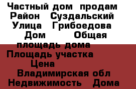 Частный дом, продам › Район ­ Суздальский › Улица ­ Грибоедова › Дом ­ 11 › Общая площадь дома ­ 55 › Площадь участка ­ 3 000 › Цена ­ 4 000 000 - Владимирская обл. Недвижимость » Дома, коттеджи, дачи продажа   